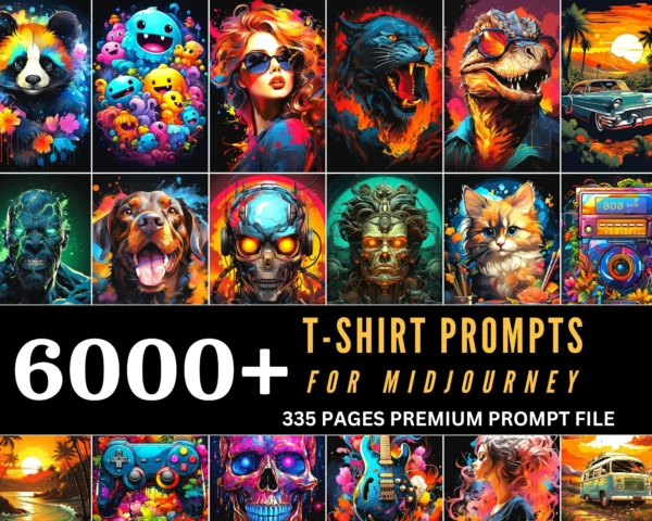 6000+ Premium T-Shirt Designs A.I Prompts Bundle